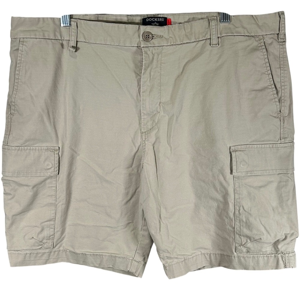 Dockers Mens Smart 360 Tech Cargo Shorts Tan Khaki Ripstop Stretch Size 40